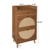 FONTOI Rattan Shoe Rack with 2 Doors& Drawer, Shoe Storage Cabinet Top Shelf for Entrance Door, Walnut, 9.45"*43.43"*23.7" - 3 of 4