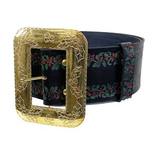 Deluxe Leather Embossed Santa Belt with Cast Buckle - 1 of 1