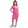 24seven Comfort Apparel Girls Solid Color One Shoulder Ruffle Knee Length Dress - 2 of 4