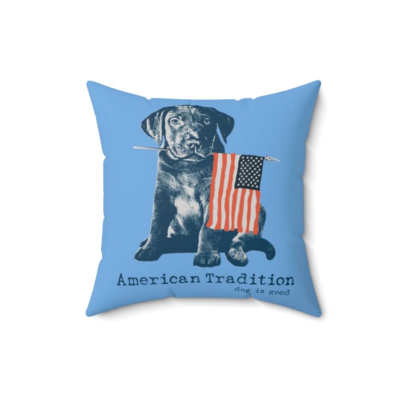 Dog is Good  American Tradition blue 16 Inch Pillow, 1 of 2