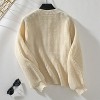 Coolmee Cardigan Sweaters for Women Long Sleeve Chunky Knit Cardigan Crew Neck Button Down Fall Fashion Clothes - 2 of 3