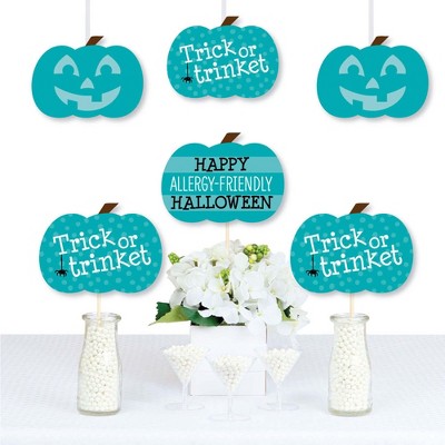 Big Dot of Happiness Teal Pumpkin - Decorations DIY Halloween Allergy Friendly Trick or Trinket Essentials - Set of 20