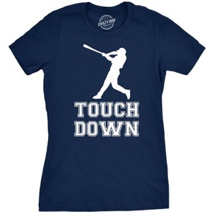 Womens Touch Down Funny Mocking Baseball Player Football Sporting Tee - Crazy Dog Women's T Shirt - 1 of 4