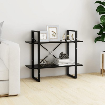 vidaXL 2-Tier Book Cabinet Black 31.5"x11.8"x27.6" Engineered Wood