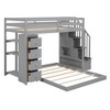 PAGED Twin over Full Bunk Bed with Storage Stairs, Wooden Bed Frame with 3 Drawers and Guardrail, Modern Loft Bed for Kids, Teens, Adults - 3 of 4