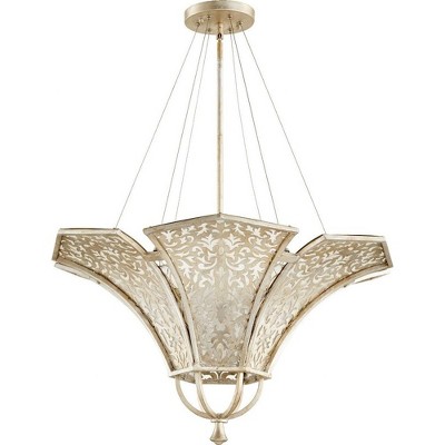 Quorum Lighting Bastille 4-Light Pendant, 14, Aged Silver Leaf