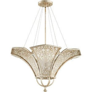 Quorum Lighting Bastille 4-Light Pendant, 14, Aged Silver Leaf - 1 of 1