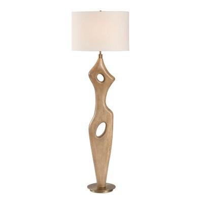 Uttermost Almyra Solid Wood Floor Lamp – 66-Inch Tall Lamp with Tapered Base and Linen Shade, Rustic Modern Design