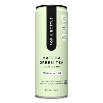 Pop & Bottle Matcha Green Tea Oat Milk Latte with functional boost from Reishi and Maitake - 8 fl oz Can