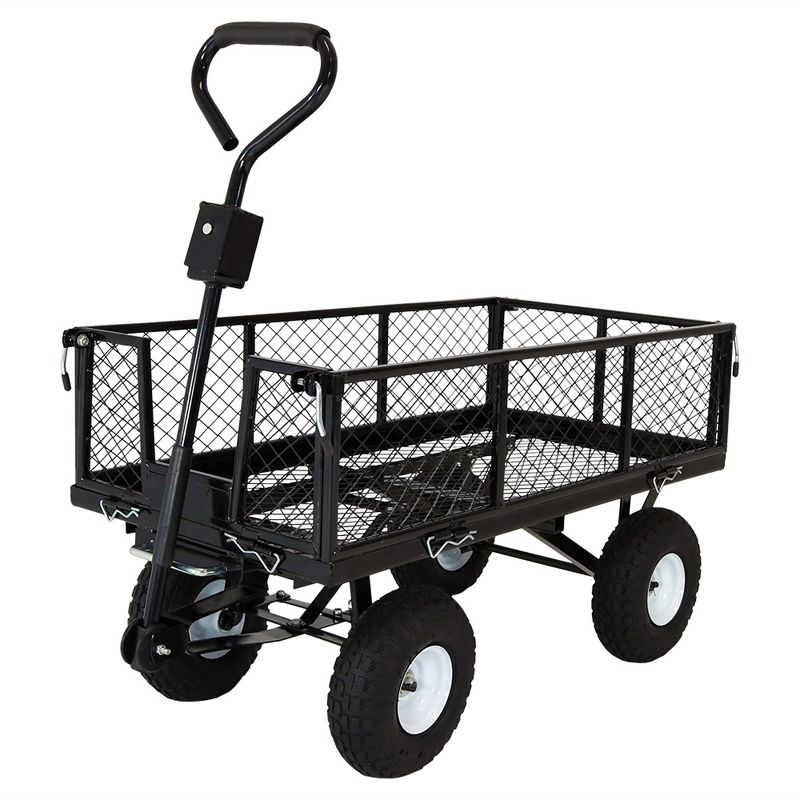 Sunnydaze Outdoor Lawn and Garden Heavy-Duty Durable Steel Mesh Utility Dump Wagon Cart with Removable Sides, 1 of 14