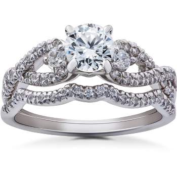 Pompeii3 1 1/6ct Diamond Infinity Engagement Wedding Ring Bridal Set 14K White Gold