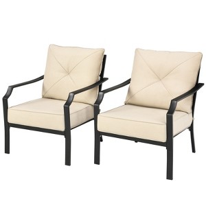 Tangkula Set of 2 Patio Dining Chairs Outdoor Armchairs w/Padded Cushions for Backyard Garden Balcony - 1 of 4