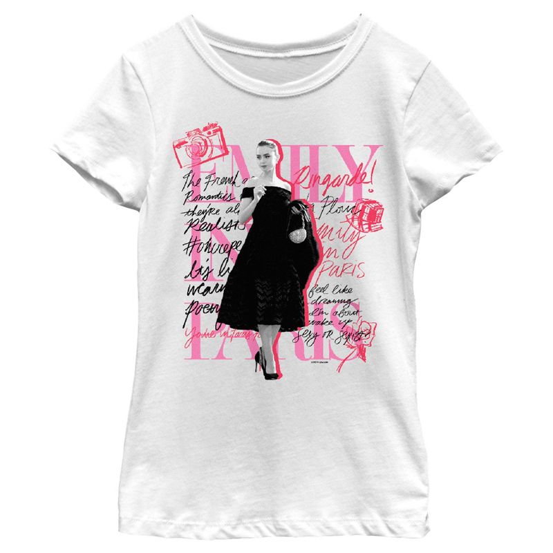 Girl's Emily in Paris Doodle Photo T-Shirt, 1 of 5