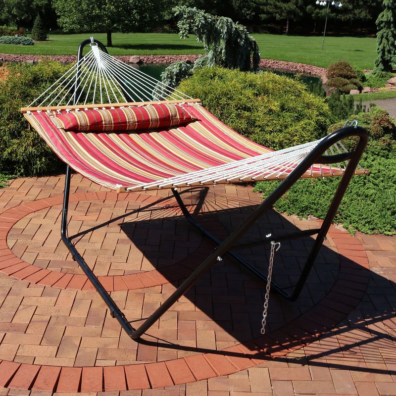 Sunnydaze Double Quilted Fabric Hammock with Universal Steel Stand - 450-Pound Capacity, 3 of 16