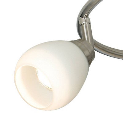 Brushed Nickel 6-Light LED Ceiling Track Fixture with White Glass Shades