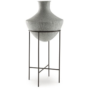 Signature Design by Ashley Estonbank 35" Metal Vase, Distressed Cream Farmhouse - 1 of 4