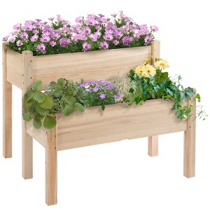 Aghana Digitals Gray Fir Wood 2-Tier Raised Garden Bed with Trellis, Elevated Planter Boxes, - 1 of 4