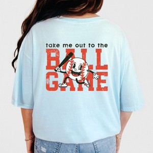 Take Me Out To The Ball Game Distressed  - Womens Garment Dyed Tee - 1 of 3