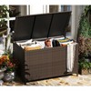 185 Gallon Large Deck Box Waterproof PE Rattan Outdoor Storage Box with Handles and Wheels, Storage Bin for Garden, Balcony, Porch, Pool, Yard - 3 of 4