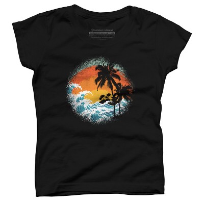 Girl's Design By Humans Tropical Waves By clingcling T-Shirt