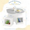 Toddler Table and Chair Set with 4 Storage Stools, Flower Shaped Nesting Design Table with Built-in Pen Holder, Kids Table, Grey & White - 2 of 4