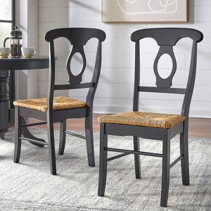 Buylateral Set of 2 Farmhouse Napoli Dining Chair with Rush Seat