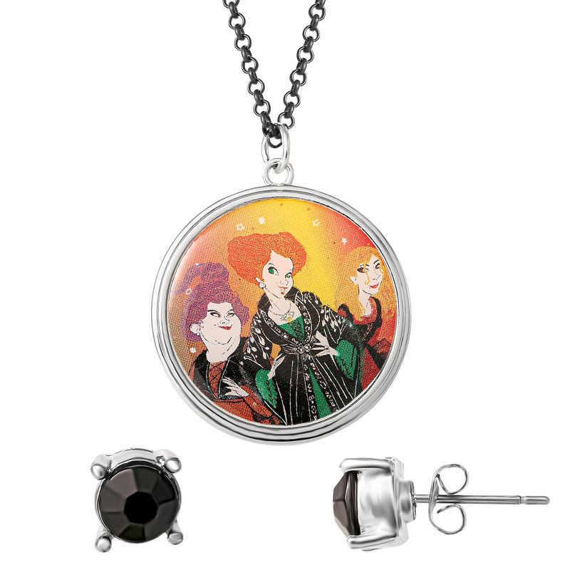 Disney Hocus Pocus Womens Costume Earrings and Necklace Set - Hocus Pocus Necklace with Black studs, 5 of 7