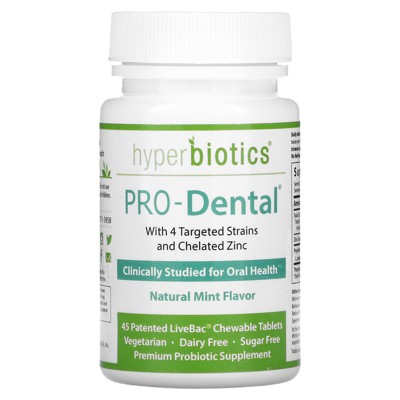 Hyperbiotics PRO-Dental, Natural Mint , 45 Patented LiveBac Chewable Tablets, Probiotics