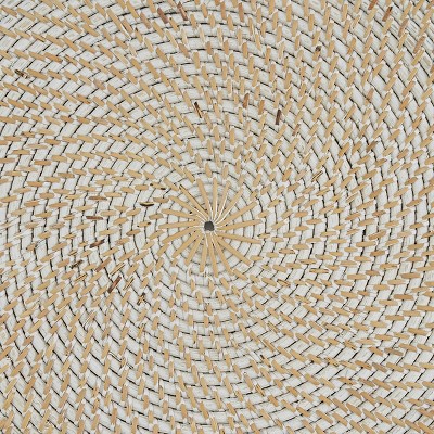 White and Tan Woven Rattan Charger Plate Set