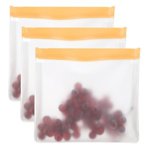 Unique Bargains Reusable Leakproof Zip PEVA Freezer Food Storage Bags 3 Pcs - 1 of 4