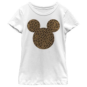 Girl's Disney Mickey Mouse Cheetah Print Silhouette T-Shirt - 1 of 4