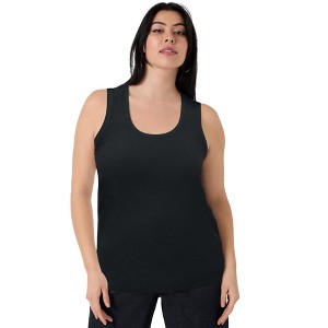 June + Vie by Roaman's Women's Plus Size Ribbed Scoopneck Tank Top - 1 of 2