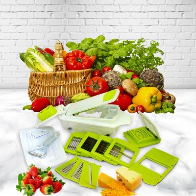 MegaChef 8-in-1 White and Green Multi-Use Slicer Dicer Chopper