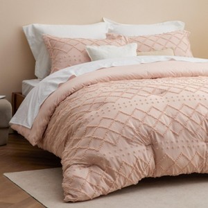 Queen Comforter Set -Bedsure 3Pcs Comforter Bedding Set with Intricate Solid Embroidery - 1 of 4