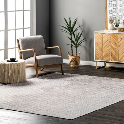 Adeline Gray Geometric Viscose 4' x 6' Washable Area Rug