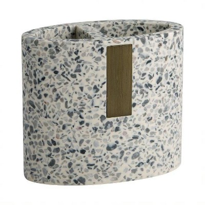 Lerrazzo 4-Piece Grey and Natural Terrazzo Bathroom Set