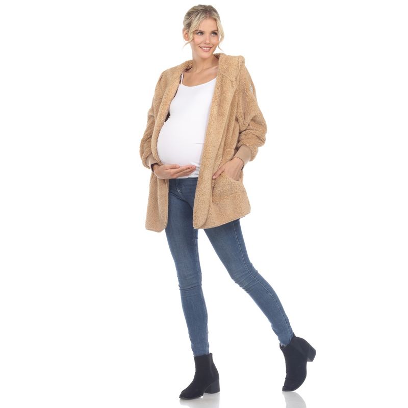 Maternity Plush Hooded Cardigan with Pockets, 4 of 6
