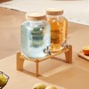 VEVOR Beverage Dispenser, 2 Pack 1 Gallon Drink Dispensers for Parties, Glass Juice Dispenser with Wood Stand, Stainless Steel Spigot,Infuser, Clear - 2 of 4