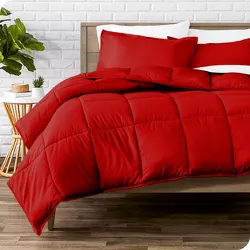Bare Home 3-Piece Goose Down Alternative Comforter Set in Red, King/Cal King