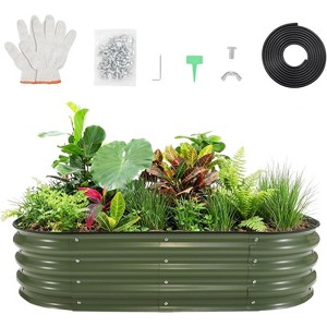 6x3x1ft Galvanized Raised Garden Bed Kit, Oval Raised Beds with Open-Ended Base, Metal Planter Box for Vegetables, Flowers, Herbs & Fruits - 1 of 4