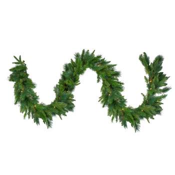 Northlight Real Touch™️ Pre-Lit Mixed Rosemary Pine Artificial Christmas Garland - 9' x 14" - Warm White LED Lights