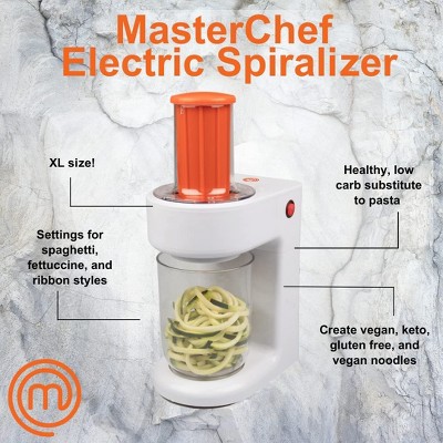 White and Orange Electric 3-in-1 Vegetable Spiralizer with XL Hopper