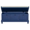 ORRD Fluted Shoe Bench with 3 Drawers & Cushion, Farmhouse Entryway Storage Bench for Hallway, Living Room Organization（Grey） - 4 of 4