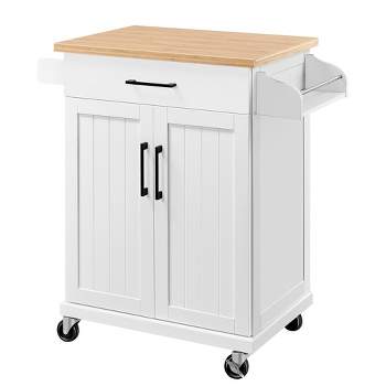 Yaheetech Rolling Kitchen Island Kitchen Cart with Towel Rack & Drawer