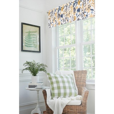 Natural Cotton Yellow and Blue Floral Valance Set