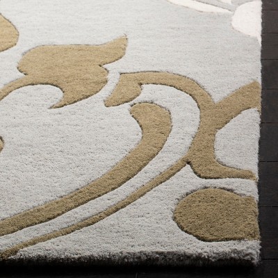 Handmade Blue and Beige Wool Viscose Round Tufted Rug