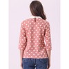 Allegra K Women's Polka Dots Contrast Peter Pan Collar 3/4 Sleeves Blouse - 4 of 4