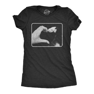 Womens Hand Paw Heart T Shirt Funny Cute Kitten Feline Lovers Tee For Ladies - Crazy Dog Women's T Shirt - 1 of 4