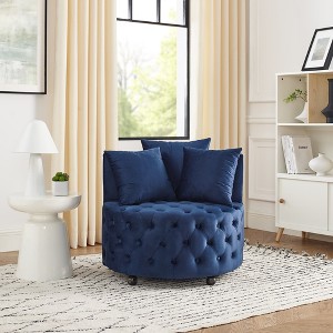 Spassway 26"H*30"W*30"D Velvet Swivel Sofa with 3 Pillows Upholstered Accent Chair with Wheels - 1 of 4