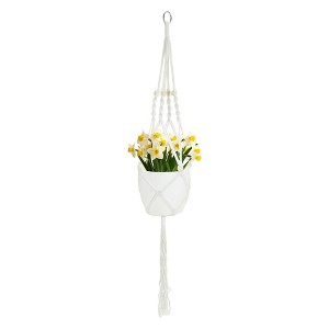 Unique Bargains Macrame Plant Hanger Woven Cotton Indoor Outdoor Decorative - 1 of 4